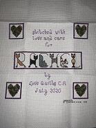Cross stitch square for Rachel B.'s quilt