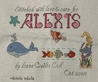 Cross stitch square for Alexis Holmgren's quilt